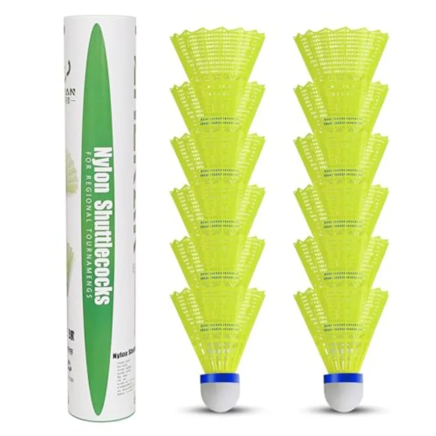 Nylon Shuttlecock 12 - Volani da badminton in piuma d'oca,